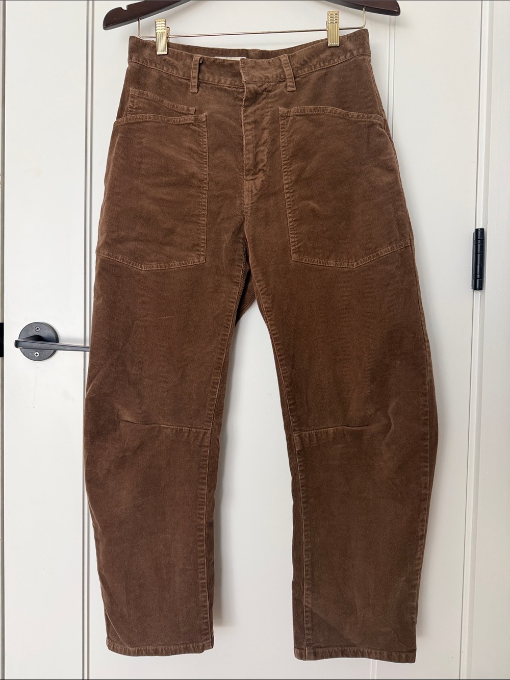Nili Lotan Shon Corduroy Barrel Tapered Pants Brown Size 0
